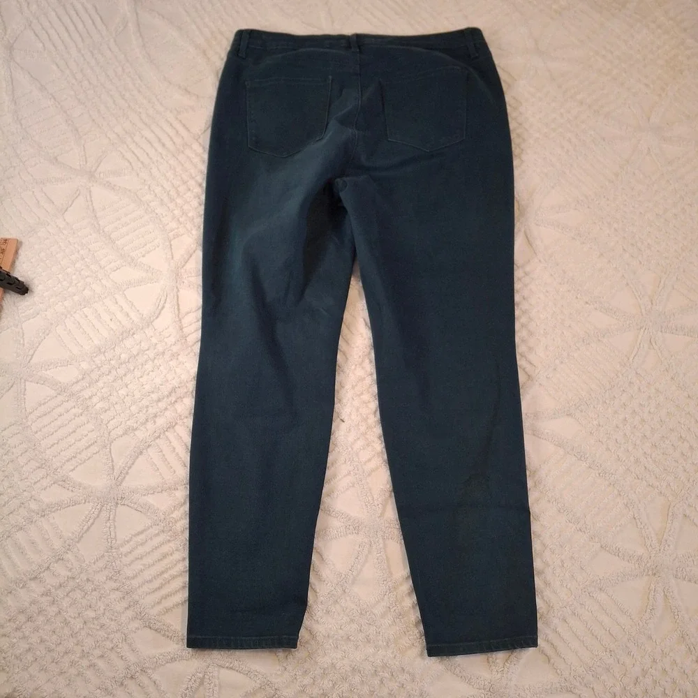 Talbots Womens 14 High-Waist Jegging Ankle Dark Teal Flawless Cotton Blend Pants